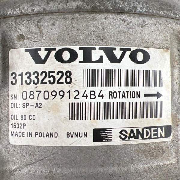 Compressor Ar Condicionado Volvo Xc60 2.0 2013 A 2018