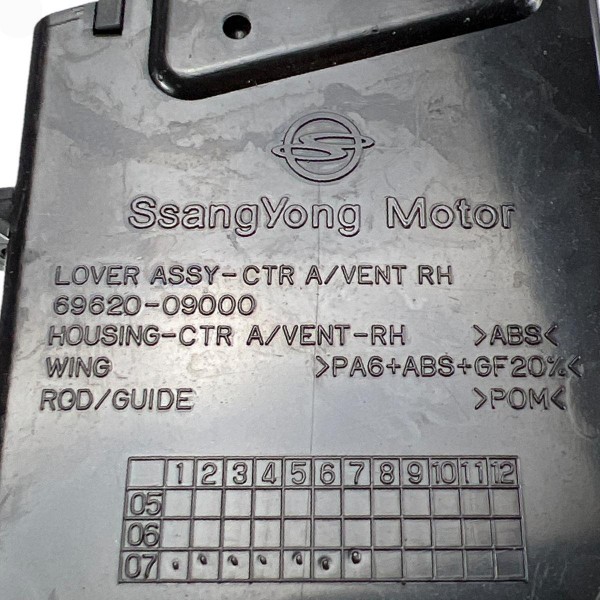 Difusor De Ar Central Direito Ssangyong Kyron 2007 A 2012